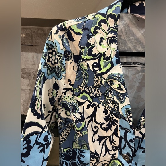 Chico's size 0 Cotton blend floral summer spring light jacket - Picture 4 of 13